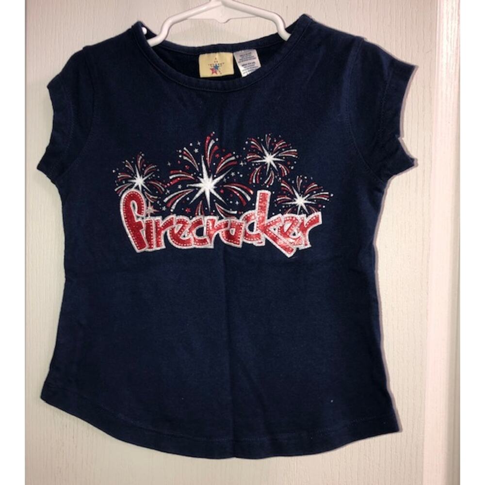 Patriotic Girls Shirt - Size XS (4/5)  "Firecracker"